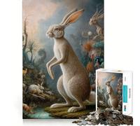 Rompecabezas Surrealista de Conejos en Safari para Adolescentes, 1000 Piezas, para estimular la Memoria, Relajarse, Bordes precisos, Regalo increíble 50x75cm