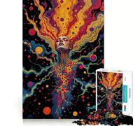 Rompecabezas Surrealista de Mujer psicodélica en el Cosmos, 1000 Piezas para Adultos, Juguete Que desafía el Cerebro, Momento de Paz, Arte de Corte nítido, Coleccionable 38x26cm