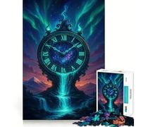 Rompecabezas Surrealista de Paisaje con Cascada y Reloj para Adolescentes, 1000 Piezas, Juguete para desarrollar la lógica, diversión Relajante, Bordes Suaves, Regalo de cumpleaños 50x75cm