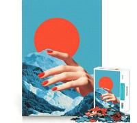 Rompecabezas Surrealista de Paisaje de Manos con uñas Rojas para Adultos, 1000 Piezas, estimula la Memoria, diversión Relajante, Corte Premium, Regalo considerado 38x26cm
