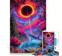 Rompecabezas Surrealista de Paisaje de Tiburones con Eclipse, 1000 Piezas para Adultos, para estimular la Memoria, para Momentos de Calidez, para armar una Obra de Arte 38x52cm