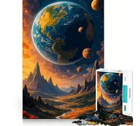 Rompecabezas Surrealista de Paisaje terrestre con Planetas, 1000 Piezas, para Adolescentes Juguete cognitivo Ocio Suave Ensamblaje de Patrones Pieza de Arte 38x26cm