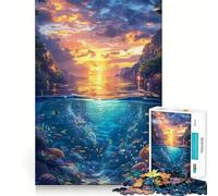 Rompecabezas Surrealista de Puesta de Sol submarina de 1000 Piezas para Adolescentes Juego para estimular la Mente Montaje Firme y Seguro Actividad Nocturna Divertida para Toda la Familia (38x52cm)