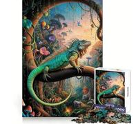 Rompecabezas Surrealista Iguana Safari 1000 Piezas para Adultos Juguete de Desafío Mental Tiempo de Paz Arte Coleccionable de Corte Claro 50x75cm
