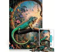 Rompecabezas Surrealista Iguana Safari 1000 Piezas para Adultos Juguete de Desafío Mental Tiempo de Paz Arte Coleccionable de Corte Claro 50x75cm