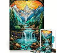 Rompecabezas surrealistas de Cascada y Atardecer para Adultos, 1000 Piezas, para estimular la Memoria, Momentos acogedores, Montaje de Patrones, Lista de Deseos de Santa Claus 38x52cm