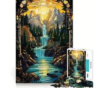 Rompecabezas surrealistas de Cascada y Puesta de Sol para Adolescentes, 1000 Piezas, Pure Logic Toy, Quiet Calm Clean Cut, decoración de Pared 38x52cm