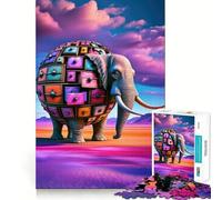 Rompecabezas surrealistas de Elefantes para Pared, 1000 Piezas, para Adolescentes, para Mejorar la Memoria, para el Tiempo Libre, con Bordes limpios, un Regalo Encantador 38x52cm