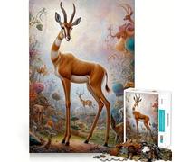Rompecabezas surrealistas y Originales de gacelas para Adolescentes 1000 Piezas Juguete para ejercitar la Mente Divertido y Sencillo Montaje de imágenes Regalo Ideal 38x26cm