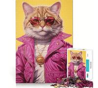 Rompecabezas Swag Cat de 1000 Piezas para Adolescentes Mejora la Memoria, Relajante, Divertido, con Bordes Afilados, 38x52cm