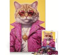 Rompecabezas Swag Cat de 1000 Piezas para Adolescentes Mejora la Memoria, Relajante, Divertido, con Bordes Afilados, 38x52cm