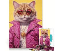 Rompecabezas Swag Cat de 1000 Piezas para Adultos, Juguete de lógica Fuerte, Alivio de la ansiedad, Borde Transparente, Regalo para Festivales 38x26cm