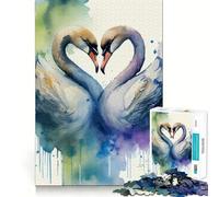 Rompecabezas Swan Heart de 1000 Piezas para Adolescentes Juguete de lógica Fuerte para Relajarse Bordes definidos Regalo Sorpresa de cumpleaños 50x75cm