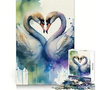 Rompecabezas Swan Heart de 1000 Piezas para Adolescentes Juguete para ejercitar la Mente Regalo Original para una escapada Tranquila 38x26cm
