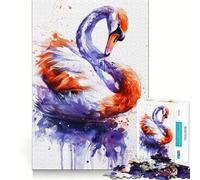 Rompecabezas Swan Watercolor de 1000 Piezas para Adolescentes Juguete cognitivo Ocio Suave Ensamblaje de Patrones Pieza de Arte 50x75cm