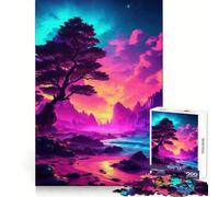 Rompecabezas Synthwave Beach Sunset de 1000 Piezas para Adolescentes Juego de ingenio Momento de Paz Borde de Calidad 38x52cm