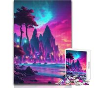Rompecabezas Synthwave Beach Sunset de 1000 Piezas para Adultos, Actividad cognitiva de Aprendizaje lúdico, sorpresas alegresTamaño 50x75cm