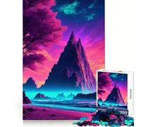 Rompecabezas Synthwave Beach Sunset para Adultos, 1000 Piezas, Juguete para ejercitar la Mente, diversión silenciosa, Corte preciso, decoración de Pared 50x75cm