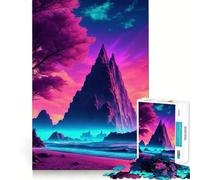 Rompecabezas Synthwave Beach Sunset para Adultos, 1000 Piezas, Juguete para ejercitar la Mente, diversión silenciosa, Corte preciso, decoración de Pared 50x75cm
