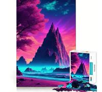 Rompecabezas Synthwave Beach Sunset para Adultos, 1000 Piezas, Juguete Que desafía la Mente, Pieza de colección de Arte de Corte nítido 38x52cm
