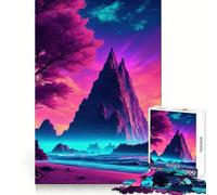 Rompecabezas Synthwave Beach Sunset para Adultos, 1000 Piezas, Juguete Que desafía la Mente, Pieza de colección de Arte de Corte nítido 38x52cm