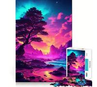 Rompecabezas Synthwave Beach Sunset para Adultos, 1000 Piezas, Think Smart Toy, vínculo Familiar, Corte preciso, Regalo de Temporada 38x26cm