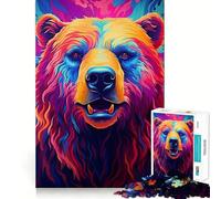 Rompecabezas Synthwave Bear de 1000 Piezas para Adolescentes, Juguete Inteligente y Divertido de Corte preciso, Ideal para Pedir Deseos de Papá Noel 50x75cm