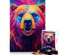 Rompecabezas Synthwave Bear de 1000 Piezas para Adolescentes, Juguete para ejercitar la Mente, Actividad para el hogar, Corte Premium, artículo de Santa Claus 38x52cm