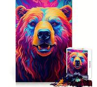 Rompecabezas Synthwave Bear para Adolescentes, 1000 Piezas, Mejora la Memoria, diversión Tranquila, Bordes precisos, Regalo artístico 38x26cm