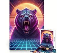 Rompecabezas Synthwave Bear Roar de 1000 Piezas para Adolescentes, Juguete para ejercitar la Mente, Tiempo de convivencia, Pieza de colección de Arte de Corte preciso 38x26cm