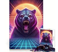 Rompecabezas Synthwave Bear Roar para Adolescentes, 1000 Piezas, Juguete para ejercitar la Mente, Juego en Grupo, Corte de precisión, Regalo para Festivales 50x75cm