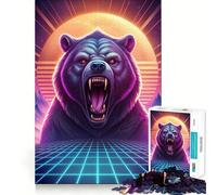 Rompecabezas Synthwave Bear Roar para Adolescentes, 1000 Piezas, Juguete para ejercitar la Mente, Juego en Grupo, Corte de precisión, Regalo para Festivales 50x75cm