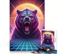 Rompecabezas Synthwave Bear Roar para Adultos, 1000 Piezas, estimula la Memoria, diversión Relajante, Corte Premium, Regalo Original 38x52cm