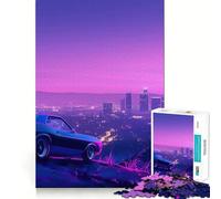 Rompecabezas Synthwave Cityscape de 1000 Piezas para Adolescentes Juguete de lógica Resistente Actividad en casa Bordes Transparentes Regalo Ideal 50x75cm