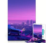 Rompecabezas Synthwave Cityscape de 1000 Piezas para Adultos Rompecabezas Memory Lift Disfrute del Montaje Lento de la Imagen Regalo Creativo 38x52cm