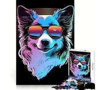 Rompecabezas Synthwave Dog de 1000 Piezas para Adolescentes, Juguete cognitivo, Juego de Mesa Suave para el Ocio, Pieza de Arte 38x52cm