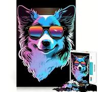 Rompecabezas Synthwave Dog de 1000 Piezas para Adolescentes, Juguete para ejercitar la Mente, Tiempo de unión, Pieza de colección de Arte de Corte preciso 38x26cm