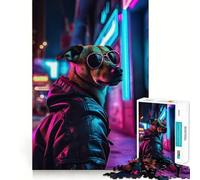 Rompecabezas Synthwave Dog de 1000 Piezas para Adolescentes Juguete Que desafía la Mente Pasatiempo Relajante Corte preciso Regalo Encantador 38x26cm