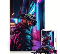 Rompecabezas Synthwave Dog de 1000 Piezas para Adultos, Juguete Intelectual, diversión Relajante, Pieza de Arte 50x75cm