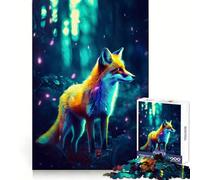 Rompecabezas Synthwave Fox con Luces para Adultos, 1000 Piezas Piensa en el Juguete Inteligente para el hogar Disfruta de un Corte preciso Decoración de Pared 50x75cm