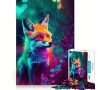 Rompecabezas Synthwave Fox Looks para Adultos, 1000 Piezas, para estimular la Memoria, Momentos acogedores, Montaje de Patrones, Lista de Deseos de Santa Claus 38x26cm