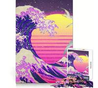 Rompecabezas Synthwave Great Wave de 1000 Piezas para Adultos, Juguete para ejercitar la Mente, Ideal para Momentos de Paz, con un diseño artístico de Corte nítido y Coleccionable 38x26cm