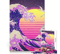 Rompecabezas Synthwave Great Wave para Adolescentes, 1000 Piezas, Pure Logic Toy, Quiet Calm Clean Cut, decoración de Pared 50x75cm