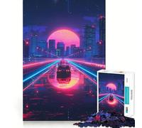 Rompecabezas Synthwave Journey de 1000 Piezas para Adultos Mejora la Memoria Tiempo de relajación Obra de Arte para armar 38x26cm