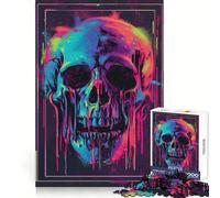Rompecabezas Synthwave Neon Skull de 1000 Piezas para Adolescentes Juguete de lógica Fuerte para Relajarse Bordes definidos Sorpresa de cumpleaños 38x52cm