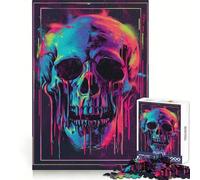 Rompecabezas Synthwave Neon Skull de 1000 Piezas para Adolescentes Juguete de razonamiento y Desarrollo de Habilidades Sin estrés Corte preciso Un Regalo Encantador 38x26cm