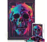 Rompecabezas Synthwave Neon Skull para Adolescentes, 1000 Piezas, para Mejorar la Memoria, Tiempo Libre, Bordes limpios, Regalo Encantador 50x75cm
