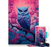 Rompecabezas Synthwave Owl para Adolescentes, 1000 Piezas, para estimular la Memoria, Relajarse, Bordes precisos, Regalo increíble 38x26cm