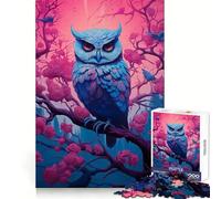 Rompecabezas Synthwave Owl para Adolescentes, 1000 Piezas, para estimular la Memoria, Relajarse, Bordes precisos, Regalo increíble 38x26cm