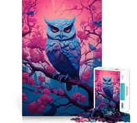 Rompecabezas Synthwave Owl para Adultos, 1000 Piezas, fortalece la Memoria, Alivia el estrés, Pieza de Arte 50x75cm